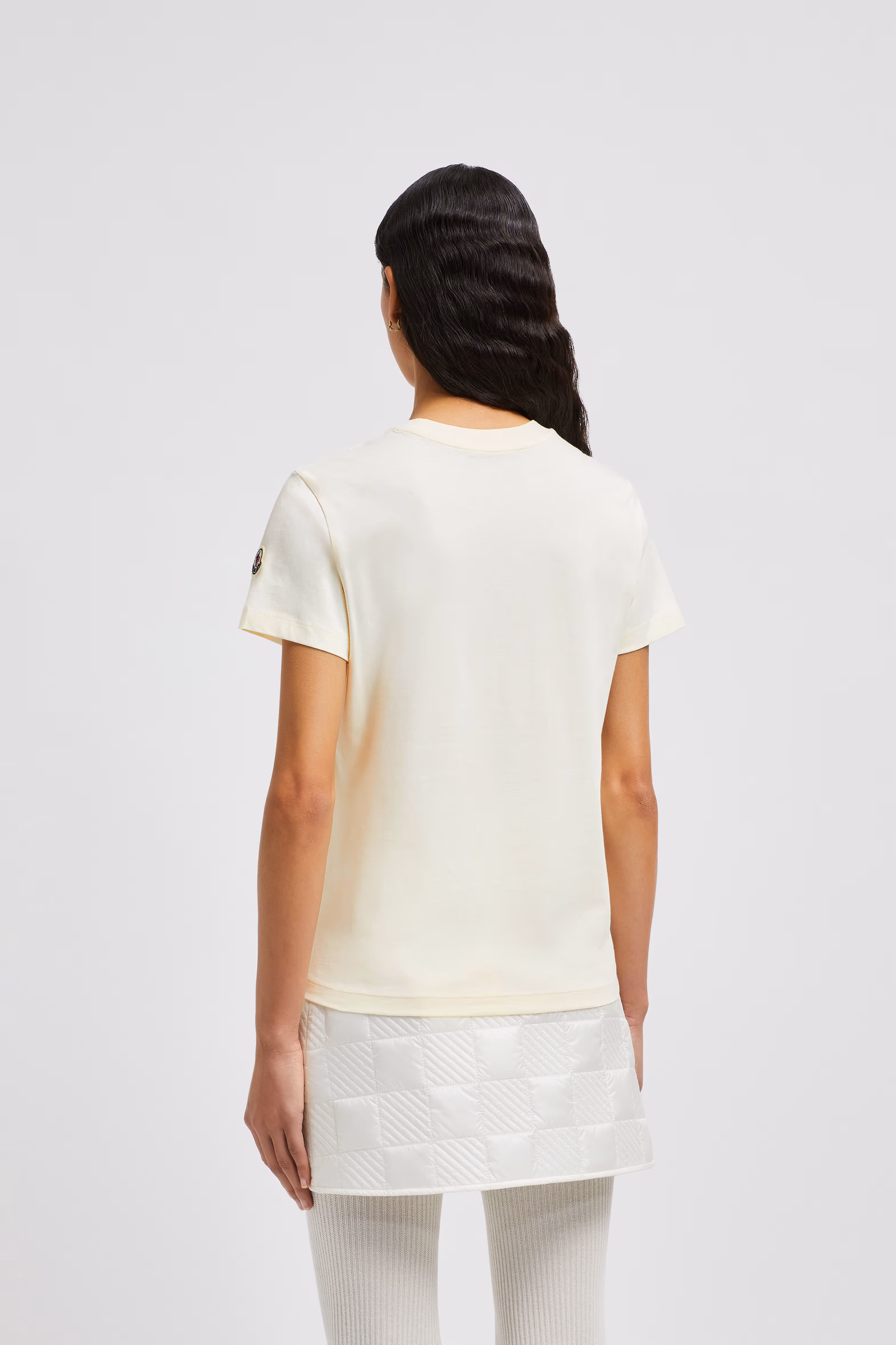 Camiseta de algodón con logotipo de cuentas Mujer Blanco Moncler 5